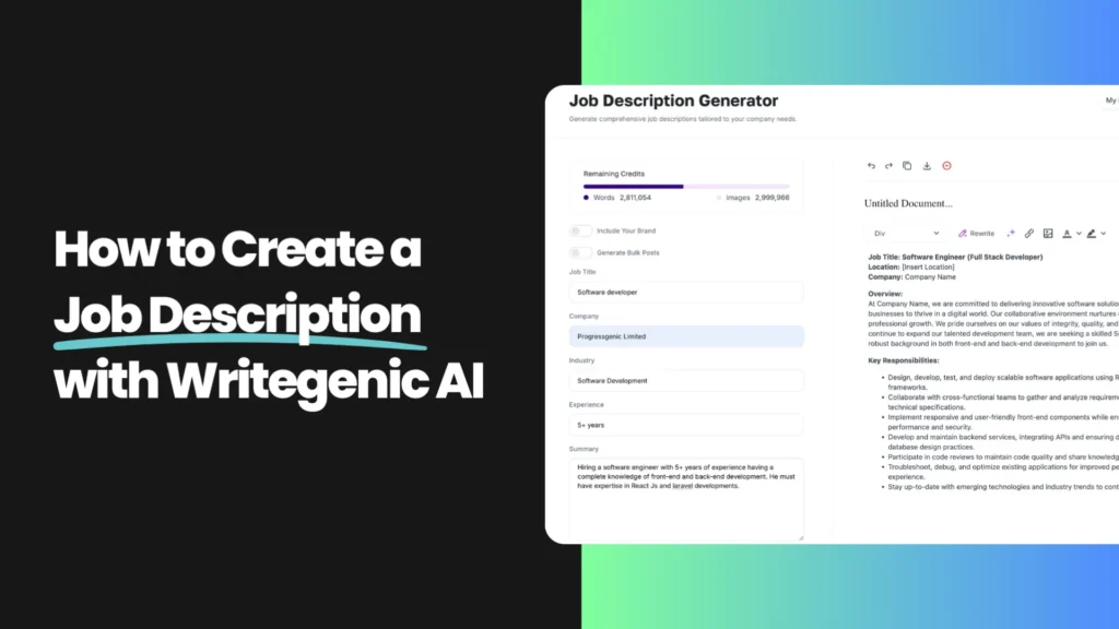 Boost hirings with job description template using Writegenic AI