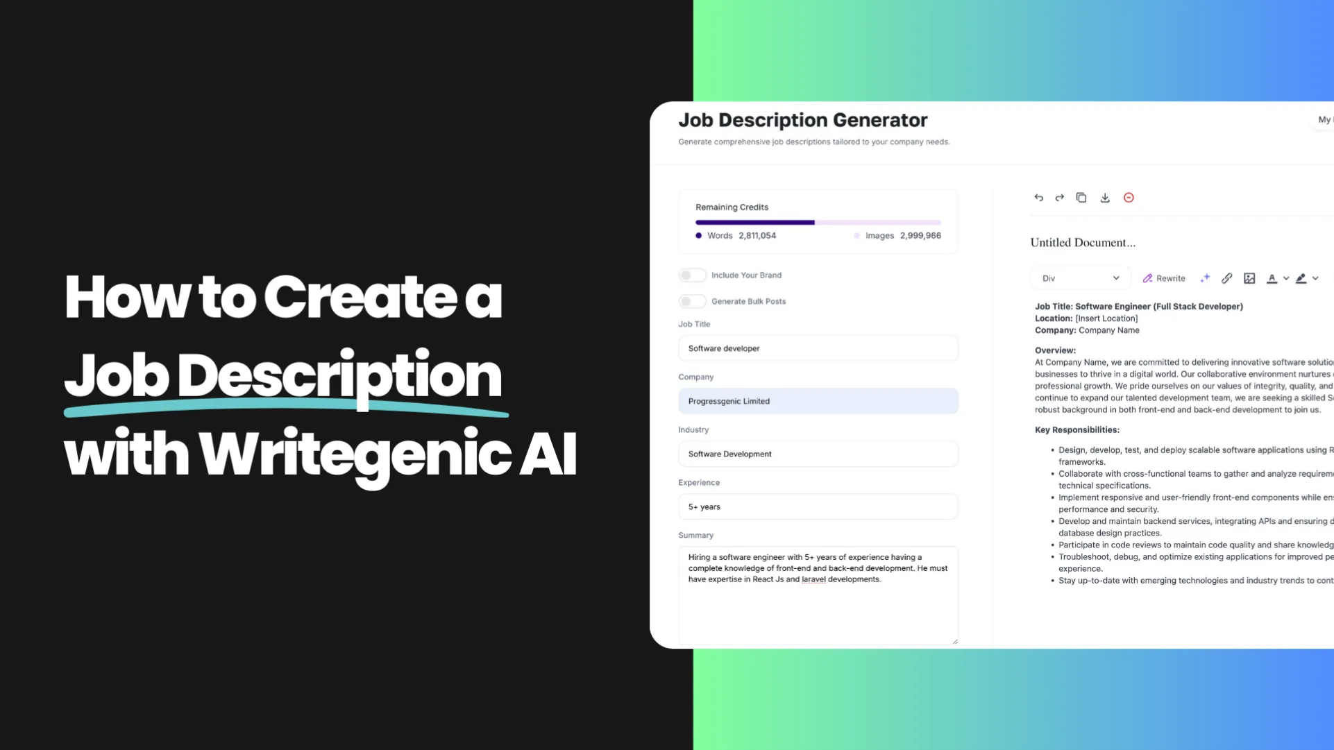 Boost Hirings With Job Description Template By Writegenic AI
