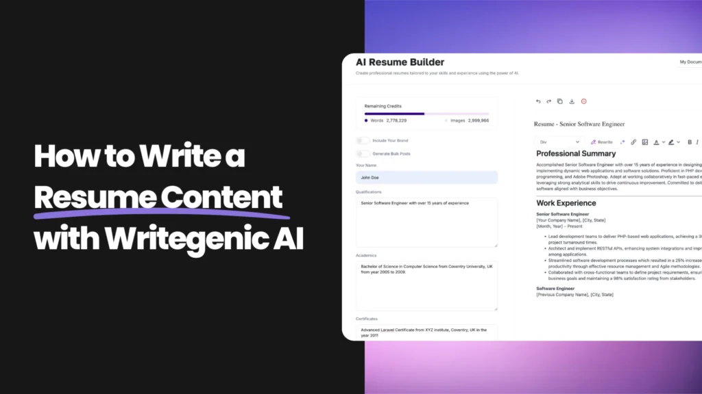 How do you write a resume with AI resume builder - Writegenic AI