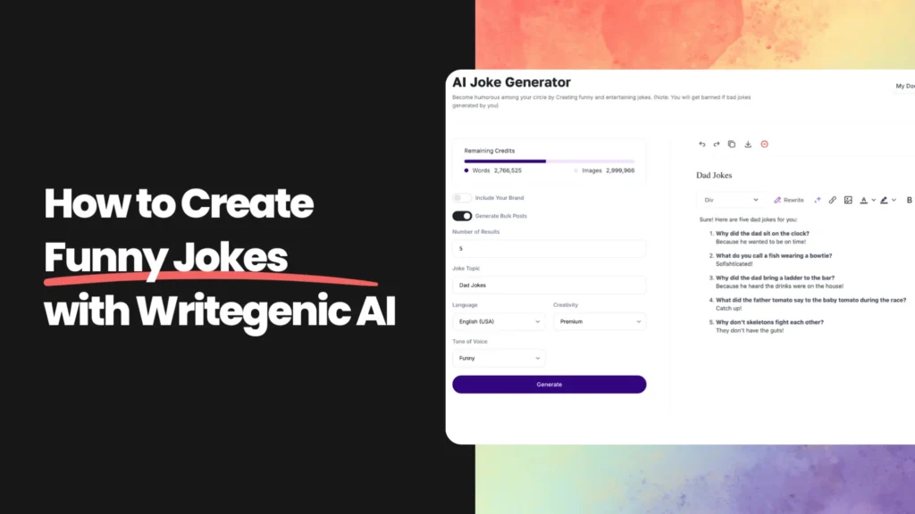 How to Create Jokes using Writegenic AI