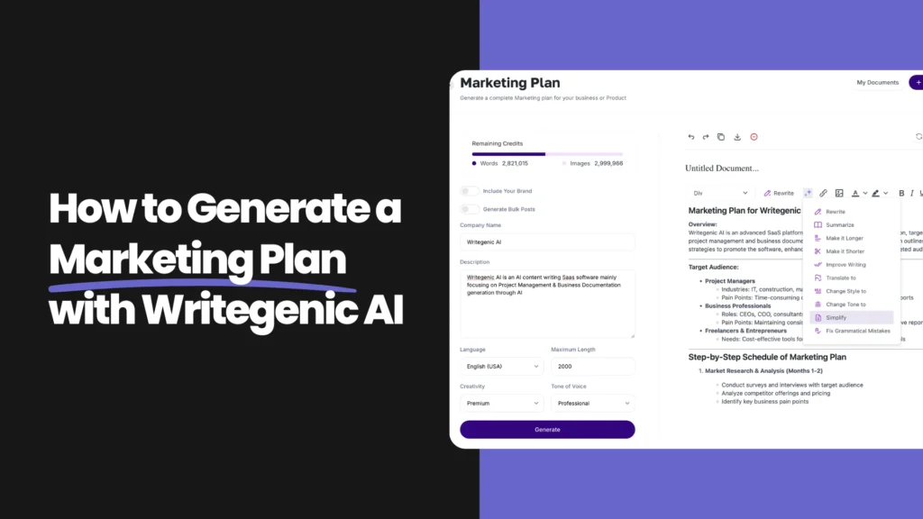 How to create a Marketing plan for business using AI