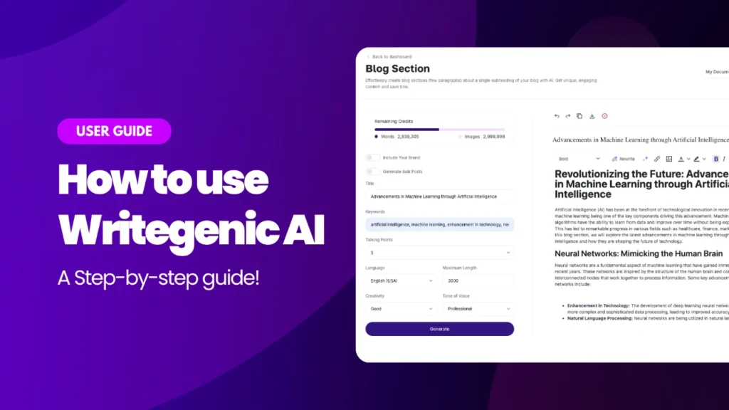 How to use Writegenic AI - A step-by-step Guide