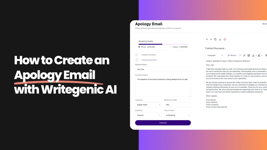 How to write an apology email using AI - A step-by-step Guide