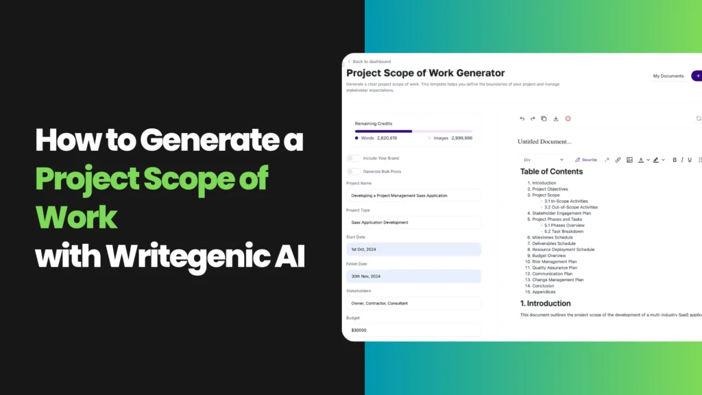 How to Write a Project Scope using AI - Writegenic AI