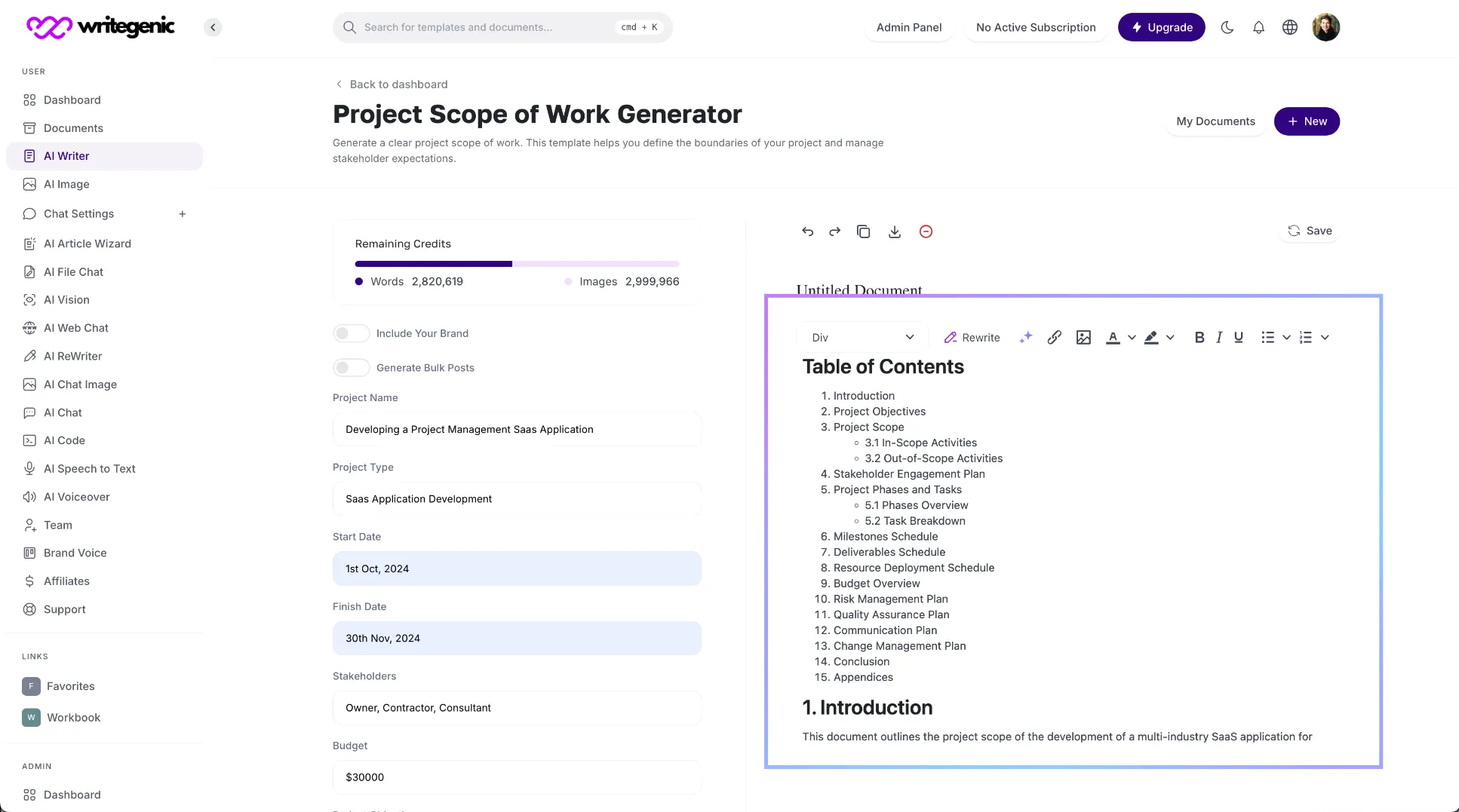 Step 4 Generate the scope of work document