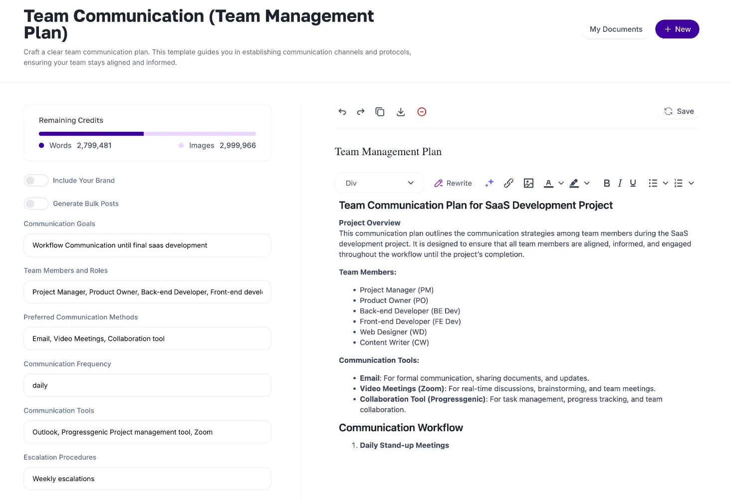 Team Management Plan - Writegenic AI