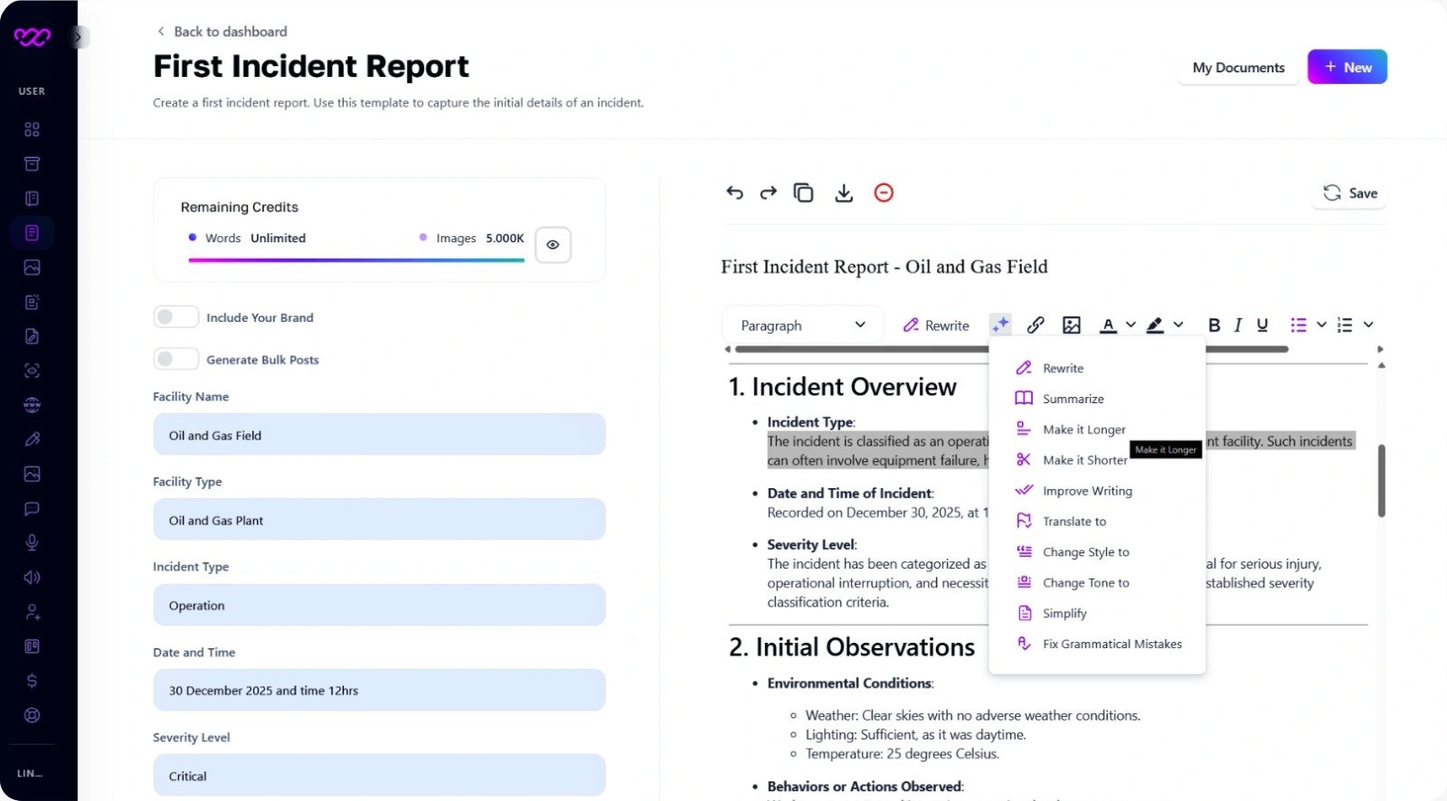 First Incident Report First Incident Report