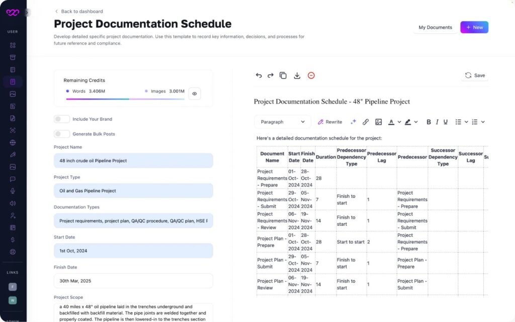 Smart Project Documentation Schedule – Accurate & Productive