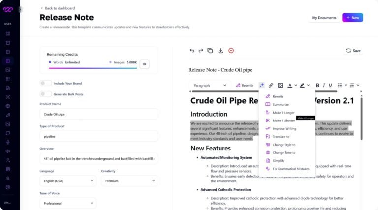 Release Note Generator - Improve User Communication