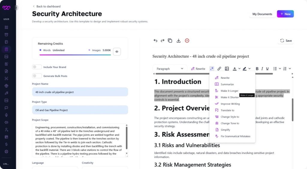 Security Architecture Documents Writer | Ensure Safety