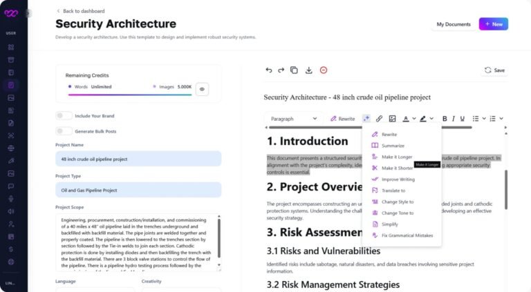 Security Architecture Documents Writer | Ensure Safety