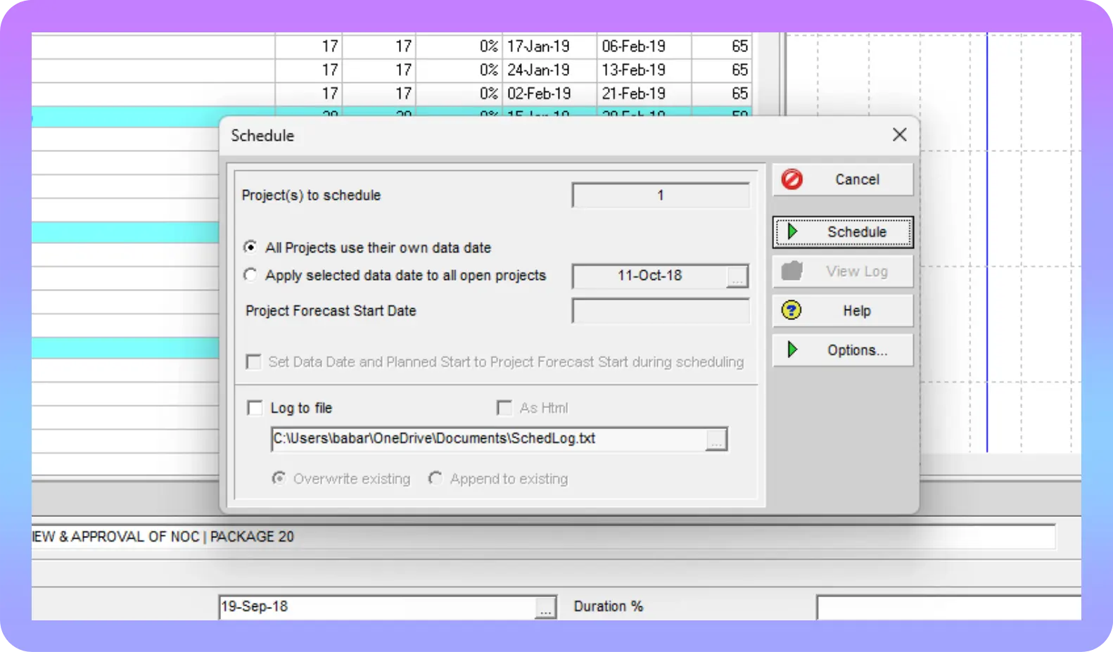 Control the Schedule