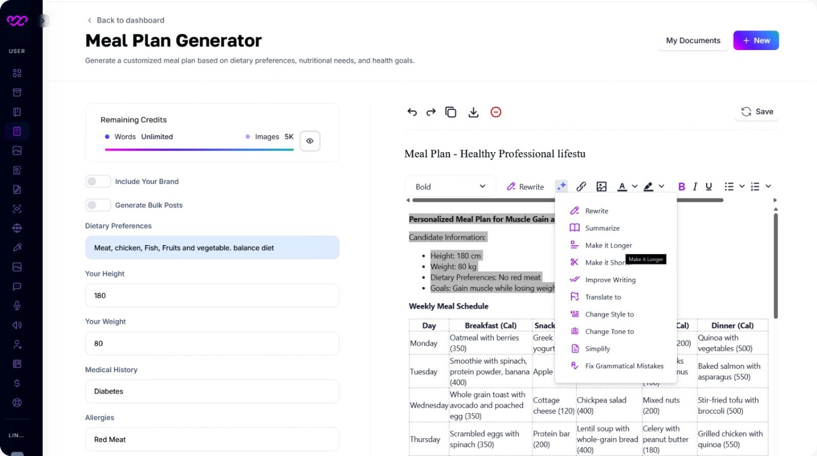 Meal Plan Generator Meal Plan Generator