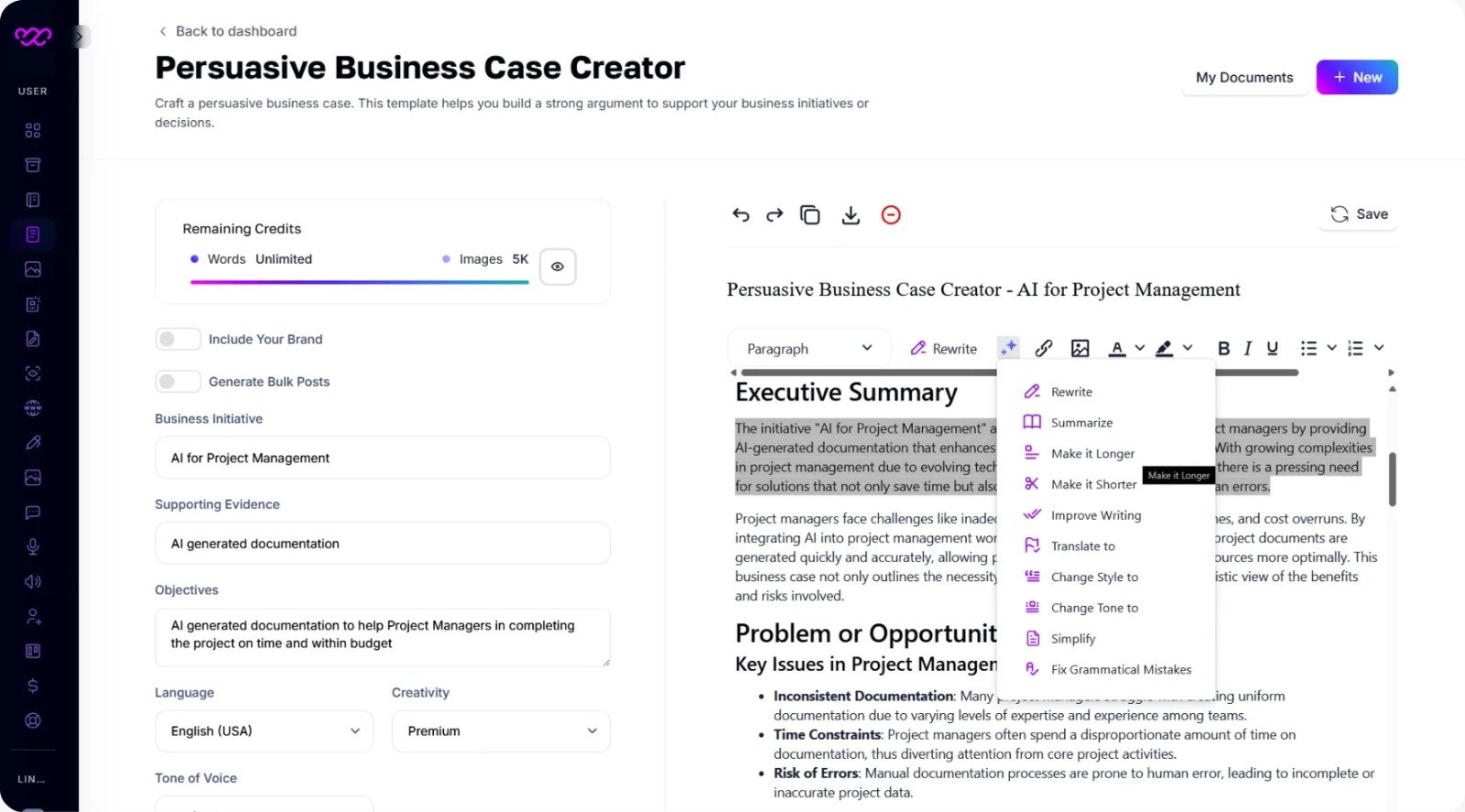Persuasive Business Case Creator Persuasive Business Case Creator