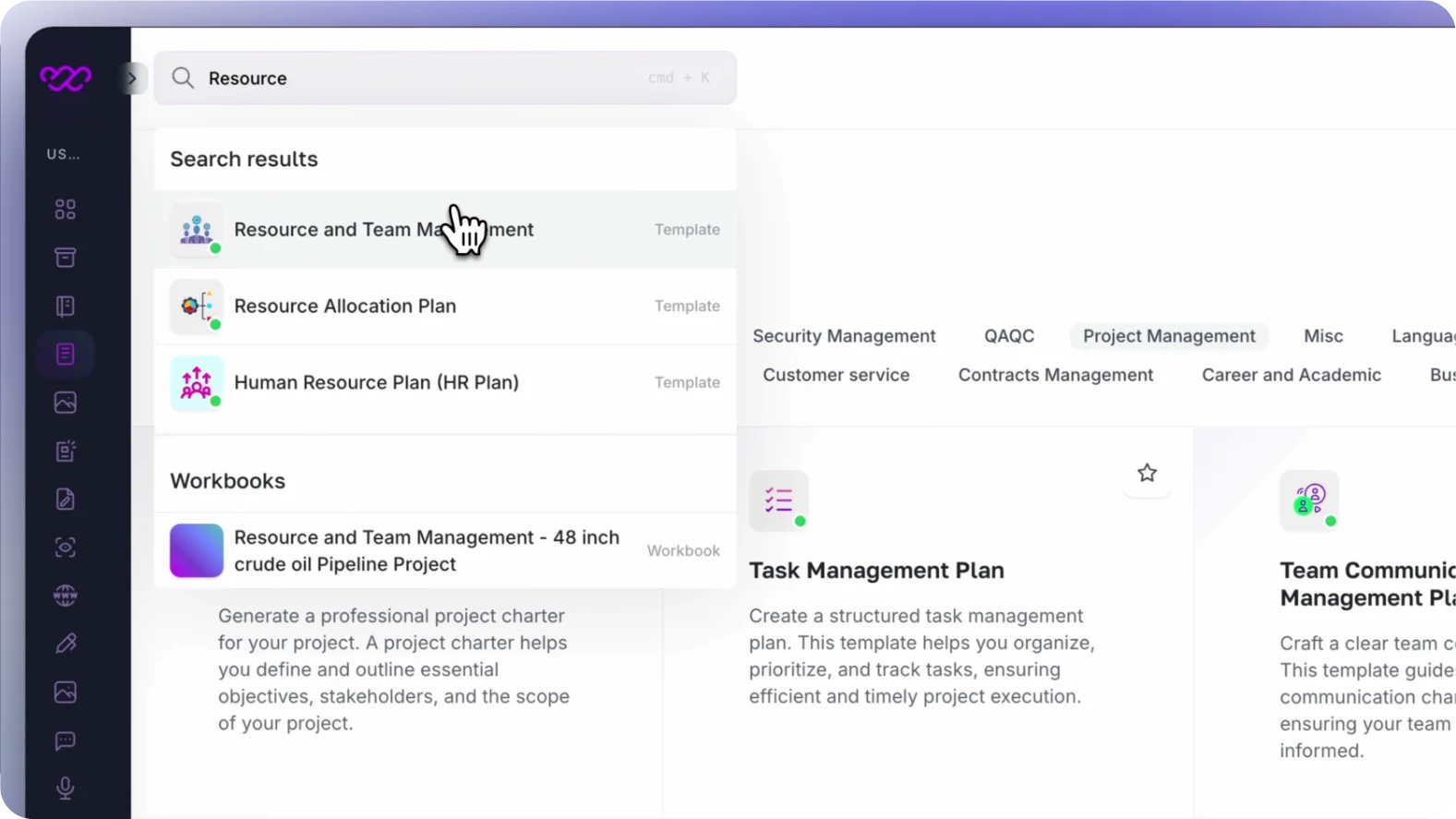 Create a Resource Management Plan in 5 Steps Step 1 - Open Resource and Team management Tool