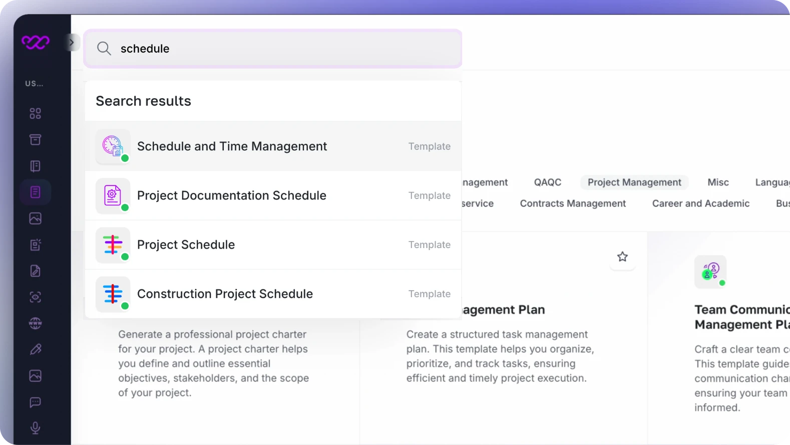 Step 1 - Open project schedule and time management tool