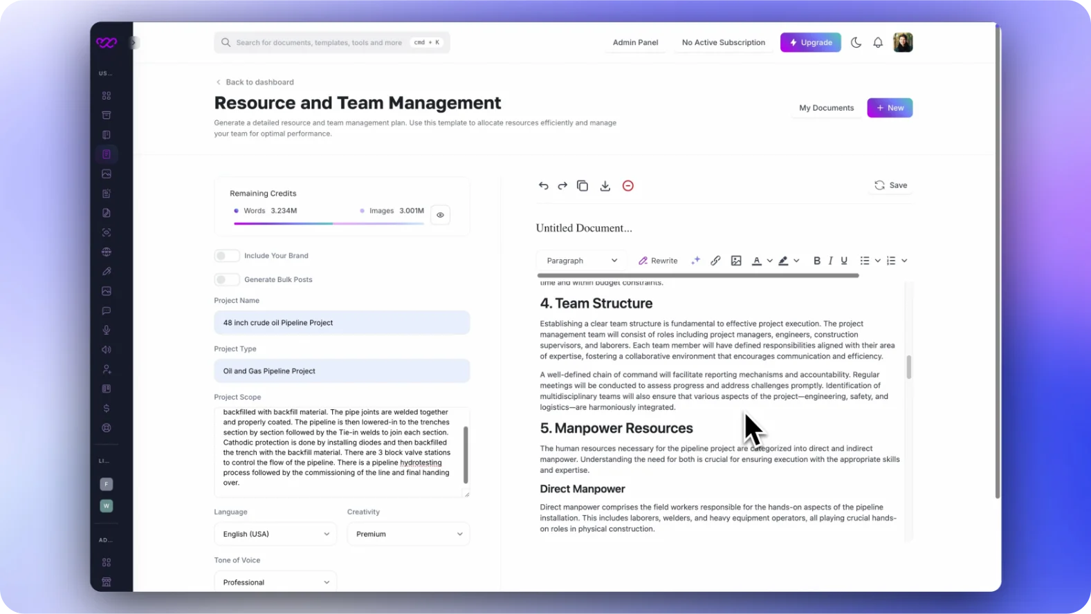 Create a Resource Management Plan in 5 Steps Step 3 - Generate the document
