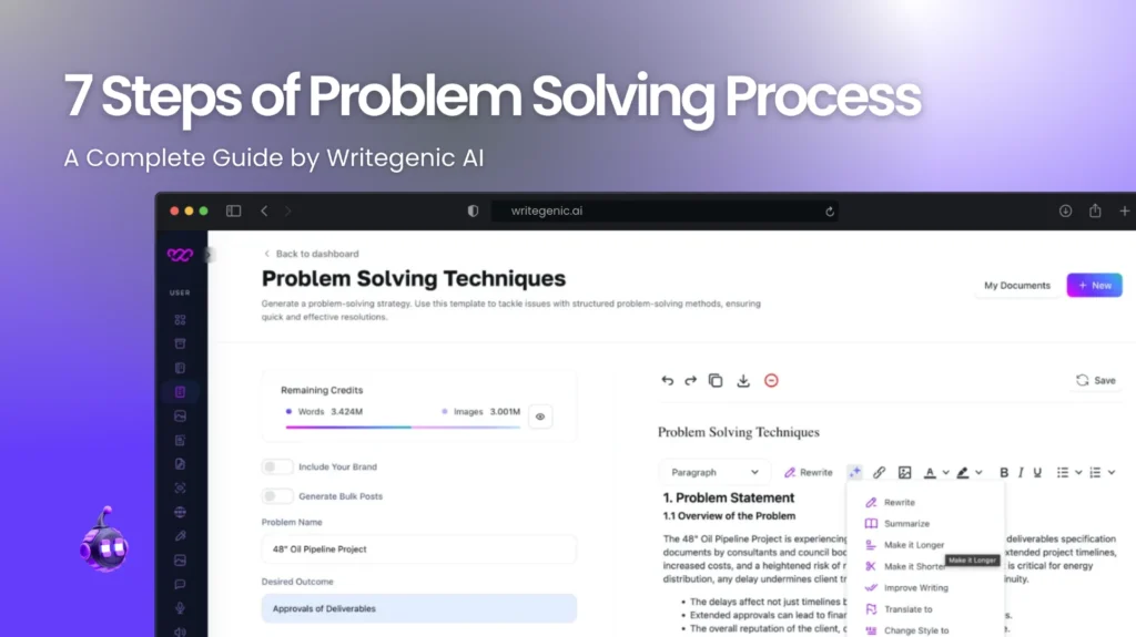 7 steps of problem solving process - writegenic ai