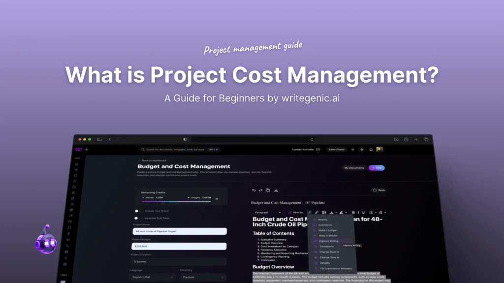 What is cost management plan? - Writegenic AI