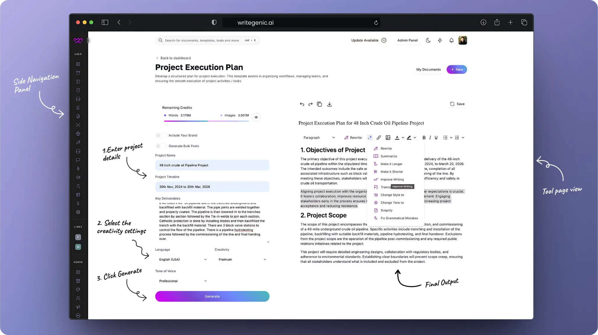 Creating a Successful Project Execution Plan Step-by-Step Creating a project execution plan using writegenic AI in minutes